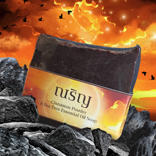 สบู่น้ำมันธรรมชาติ สำหรับคนเป็นสิว สูตรทีทรีออยซินนามอล Cinnamon Powder &amp; Tea tree Essential Oil Soap