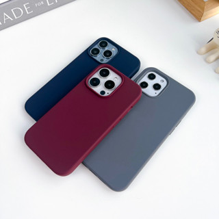 พร้อมส่ง🤍เคสซิลิโคนงาน Premium case เกรดดี ไม่มีโลโก้ กล้องยกสูง บุกำมะหยี่ เคสสีพื้น สำหรับ iPhone เคสไอโฟน 11-14Promax