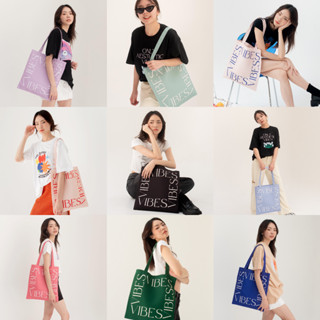 [BESTSELLER] vibes.brandd〰️☁️ Everyday Vibes tote bag ☁️〰️ กระเป๋าผ้า แคนวาส มี 10 สี