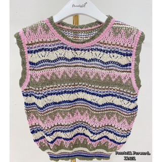 🇰🇷New🇰🇷  Korea stripe knitted top แขนกุดงานถักผ้านิ่มๆ ใส่สบาย แขนกุด สีสวยมาก แนะนำเลยค้าา จัดด่วนน้า