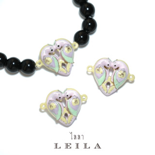 Leila Amulets สาลิกาคู่ Baby Leila Collection สีม่วง ห่วงข้าง (พร้อมกำไลหินฟรีตามรูป)