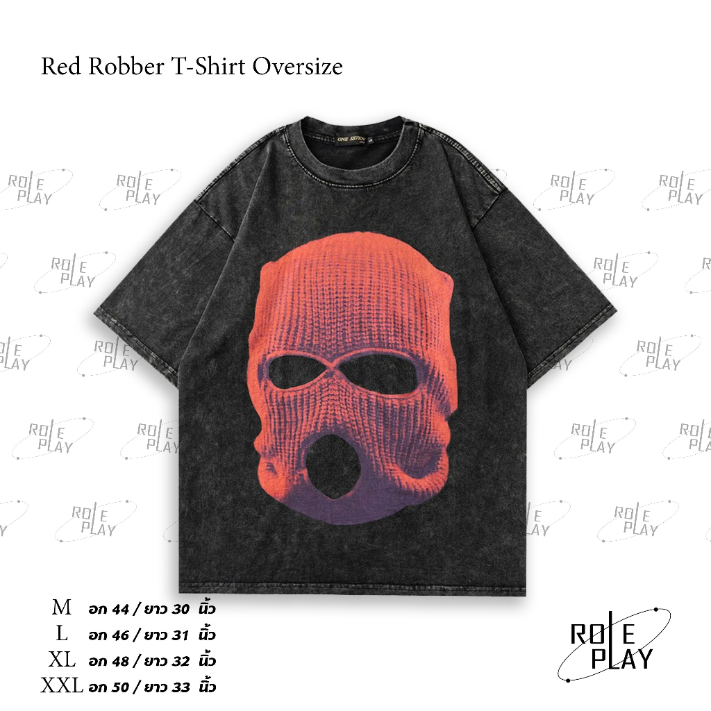Red Robber T-Shirt Oversize Y2K เสื้อผู้ชาย เสื้อผู้หญิง สตรีทแฟชั่น เสื้อสีดำ #RPS008