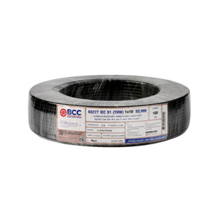 THW 1x10 sqmm. Bangkok Cable IEC01 ยาว 100 เมตร สีดำ (ม้วน)