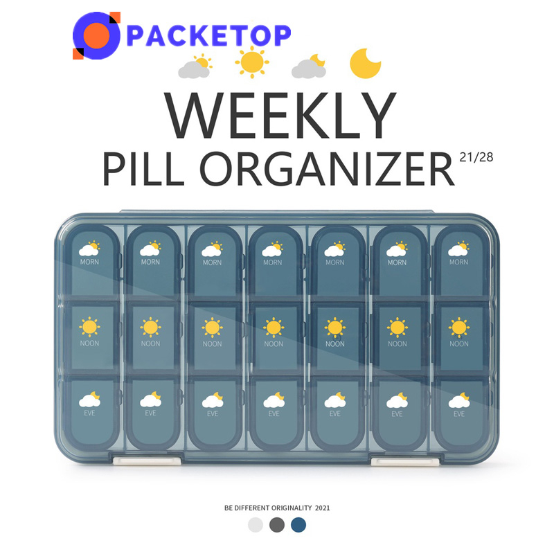 PACKETOP กล่องยา รายสัปดาห์ 21/28 ช่อง ตลับยา กล่องใส่ยา