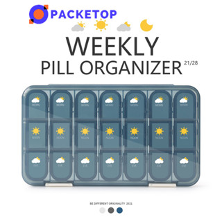 PACKETOP Weekly Pill Organizer กล่องยา รายสัปดาห์ 21 / 28 ช่อง รายอาทิตย์ ตลับยา ตลับใส่ยา กล่องเก็บยา ยา กล่องใส่ยา