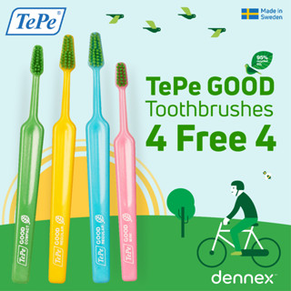 TePe GOOD 4 แถม 4 แปรงสีฟันไบโอ ขนนุ่ม เทเป้ กู๊ด 4 ชิ้น แถม 4 ชิ้น คละสี by Dennex