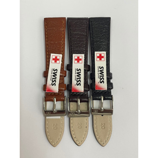 สายหนังนาฬิกา SWISS ขนาด 20 มม. Genius leather strap สายหนัง ลายหนังยับ