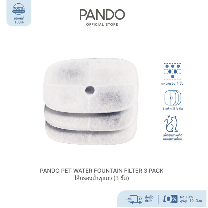 PANDO Pet Water Fountain Filter (Accessory) 3 pack ไส้กรองน้ำพุแมว (3 ชิ้น) By Pando Official : iStudio by UFicon