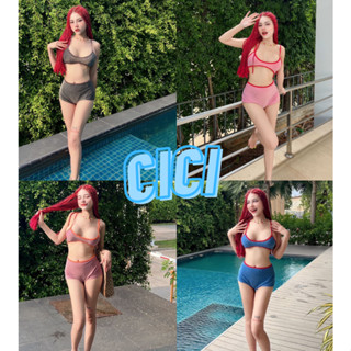 Cici(NO.J506)Swimwear two-piece ชุดว่ายน้ำทูพีซกลิตเตอร์ บิกินี่ กางเกงเอวสูง ทรงสวยเข้าซัมเมอร์สุดๆ