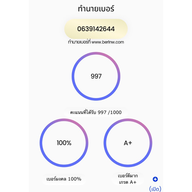 เบอร์สวยเบอร์มงคล A+ True