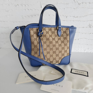 USED LIKE NEW GUCCI BREE CANVAS AND LEATHER SMALL TOTE