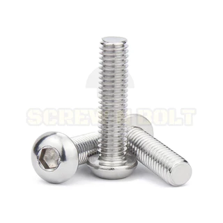 น็อต สกรู หัวจมกลม สแตนเลส 304 เกลียวหุน หยาบ 1/4(2หุน) 5/16 / Button Head Hex Socket UNC Machine Screw SUS304