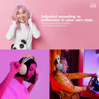 EGA LITE TYPE H105 หูฟังหลากสีน่ารัก ถอดหูแมวได้ หูฟังเกมมิ่ง Gaming Headset หูฟังแมว สีพาลเทลสดใส USB 2.0 [ประกัน 1 ปี]