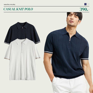 CASUAL KNIT POLO เสื้อโปโลไหมพรมแขนตัดด้วยลายเส้น 1 ขีด