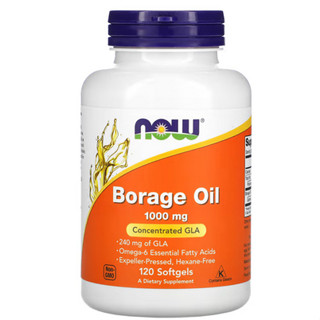 🔥น้ำมันโบราจ🔥 NOW Foods Borage Oil Concentration GLA 1000 mg 120 Softgels (exp.03/26)