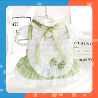 [🚚 พร้อมส่ง] ชุดเมดแมว สีเขียว Green Maid Dress ชุดกระโปรงแมว ชุดหมา ชุดสุนัข ชุดแมว