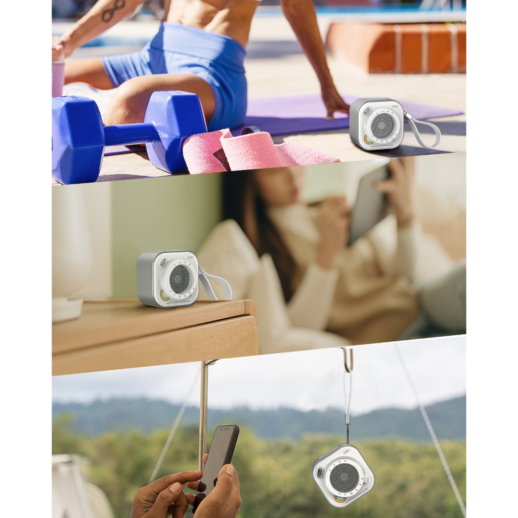 EWA A110ลำโพงบลูทูธ ลำโพงบลูทูธไร้สาย 5W แบบพกพา ฟังก์ชั่นไฟฉาย สำหรับการเดินทาง、ที่บ้าน、งานปาร์ตี้