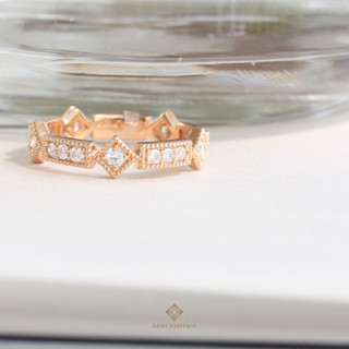 Gems heritage แหวนเพชรแท้ ทอง18k Delicate diamond band ring (rpg527)