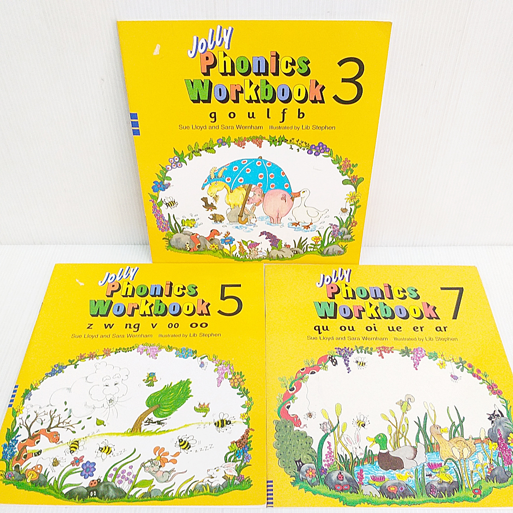 Jolly Phonics Workbook 2,5,6,7 หนังสือแบบฝึกหัดโฟนิกส์ ภาษาอังกฤษ มือสอง ปกอ่อน