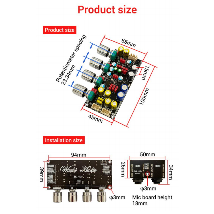 ZK AMP ปรีไมค์คาราโอเกะ คาราโอเกะ บอร์ดก้อง ไมค์โครโฟน K ร้องเพลง พรีเอฟเฟคบอร์ด DSP ผสมกันเสียงหอน