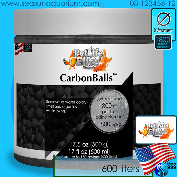 PetLifeElite CarbonBalls ถ่านคาร์บอน กรองสี ทำน้ำใส คาร์บอน carbon gac ceramic ball ถ่านกรองน้ำ filter media บ้านแบค