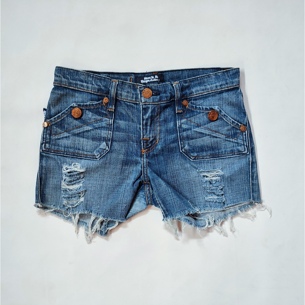 กางเกงยีนส์ ขาสั้น Rock & Republic Shorts jeans LADY มือ2 เอวต่ำ29" ยีนส์อเมริกา สภาพดี สวยๆ ของแท้ 