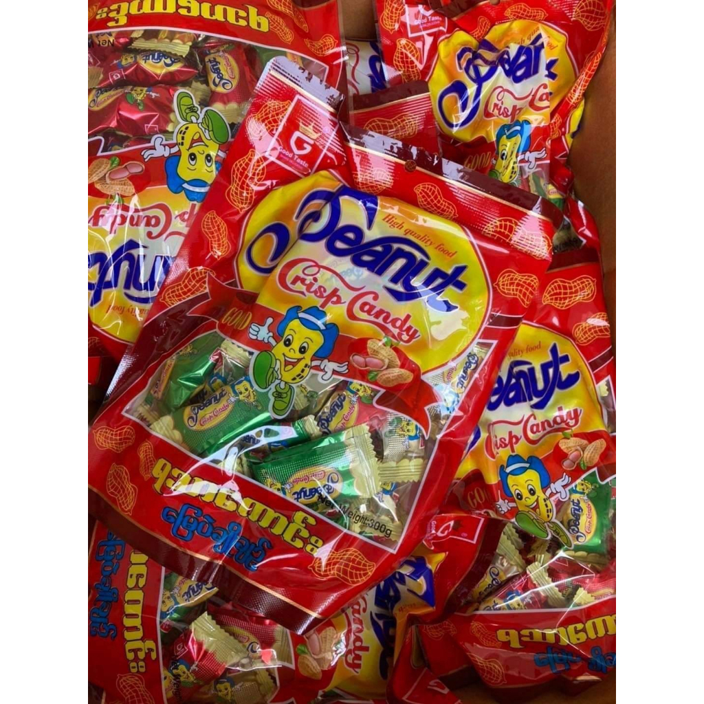 ตุ๊บตั๊บ ขนมถั่วตุ๊บตั๊บพม่า peanut crisp candy(good taste) ล้อตใหม่ห่อสีแดงทั้งหมด(ตุ๊บตั๊บ 1 ห่อ)
