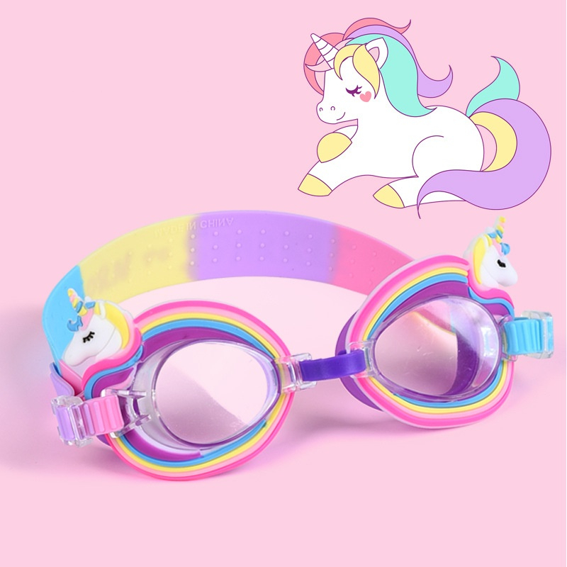 พร้อมส่ง แว่นตาว่ายน้ำสำหรับเด็ก สายปรับได้ ลายน่ารัก