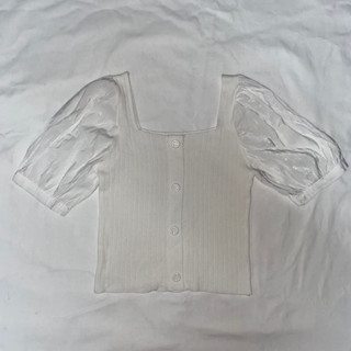 เสื้อแขนพองมือ2 ผ้ายืด อก26”++ ยาว17.5”