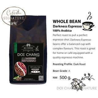 #6.6 Whole Bean Premium Coffee Grade A :Darkness Espresso :Dark Roast 500g. Doi Chang Signature กาเเฟดอยช้าง เกรด A