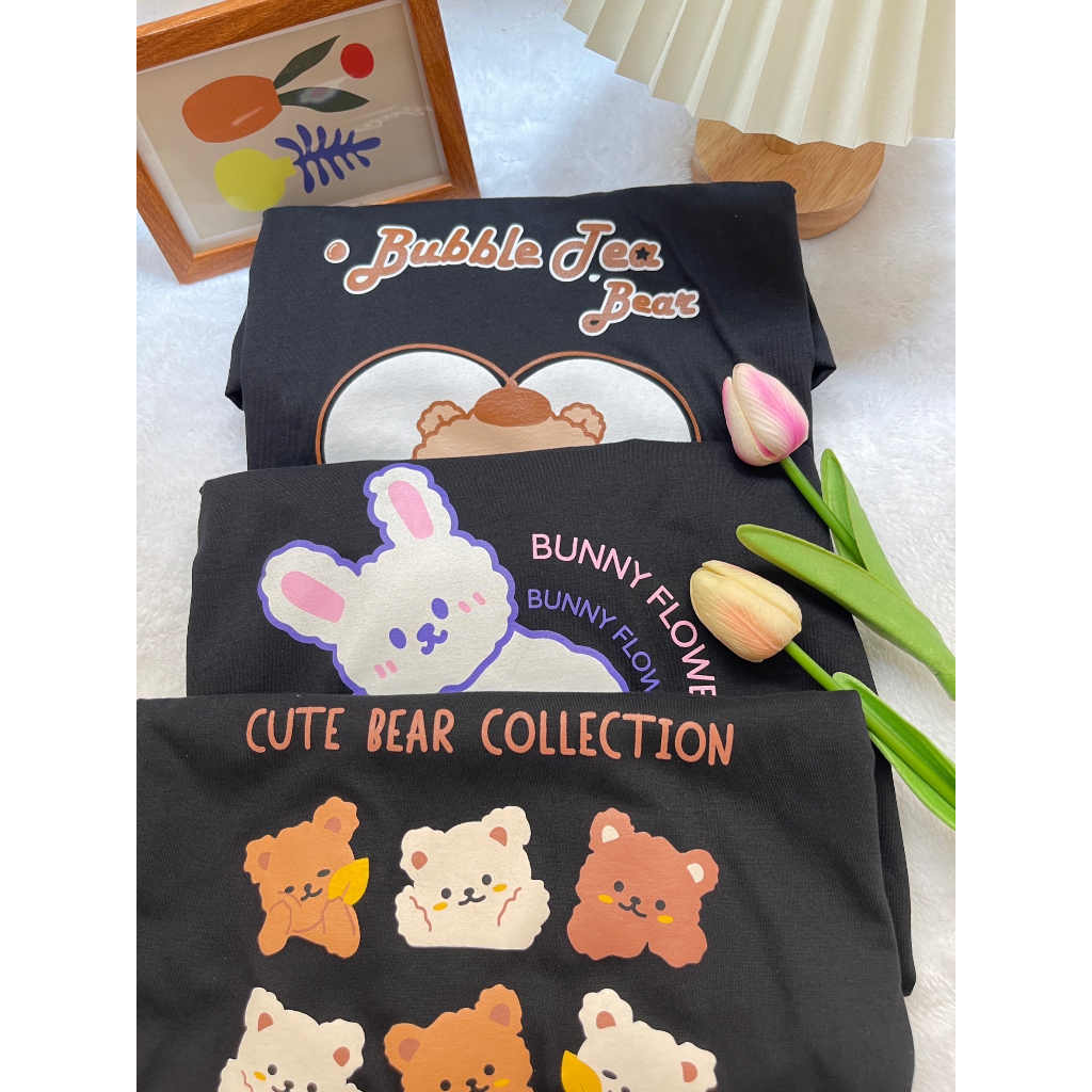 เสื้อยืดโอเวอร์ไซส์🦋💕 พร้อมส่ง🔥 งาน waffle studio 🧇สไตล์เกาหลี Oversize #Cotton