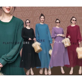 ••MiRRoRSiSTER’s Furanta Long Sleeve Pleated Maxidress••