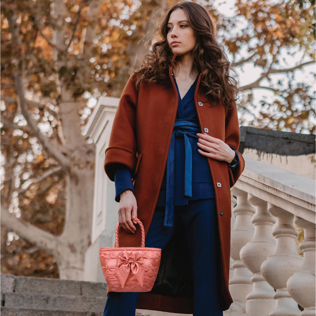 NaRaYa กระเป๋าถือสายเกลียวผ้าซาติน Size SS