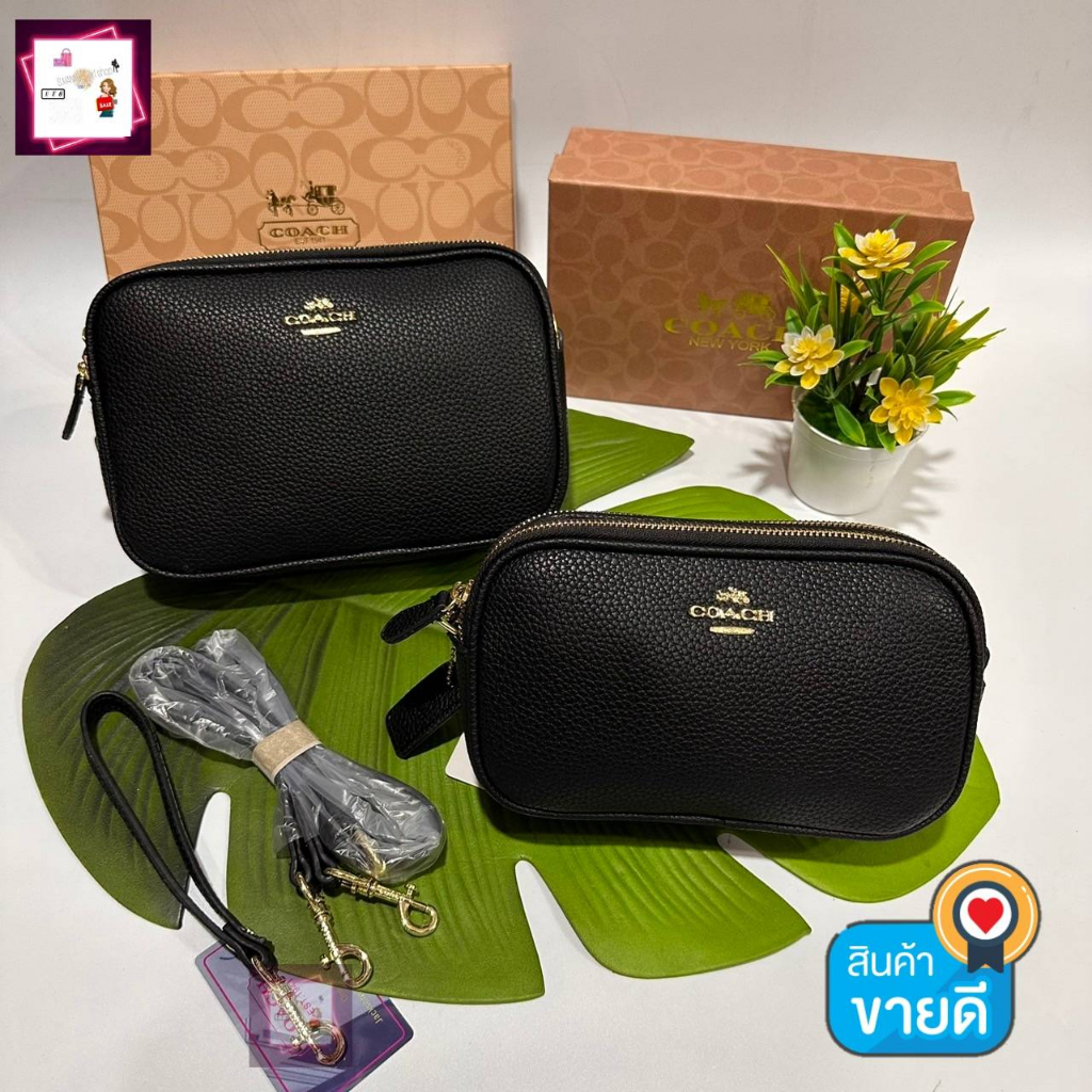 🔥NEW‼️✅💁🏻‍♀️กระเป๋าสะพาย 2 ซิปสำหรับผู้หญิงสะพายข้างเป็นสีดำล้วนขนาด 8 นิ้วกับขนาด 9 นิ้วพร้อมจัดส่ง