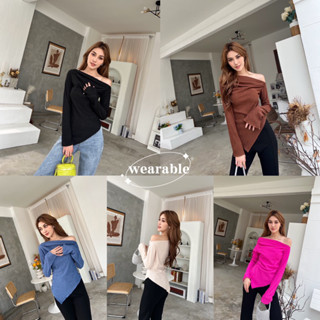 wearable s. {พร้อมส่ง} | เสื้อแขนยาวปาดไหล่ปลายเฉียง