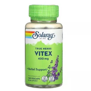 Vitex, 400 mg,เพิ่มโอกาสตั้งครรภ์ ปรับฮอร์โมนเพศ Solaray, 100 VegCaps