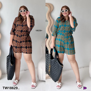 TW18629 Jumpsuit #Bigsize จั้มสูทขาสั้น