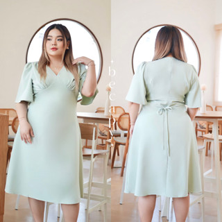 Lilac dress ชุดไปงานพลัสไซส์ พรางหุ่นสาวอวบ มีอก56