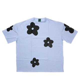 Black cactus - Oversized T-shirt - Light Blue - Small Flower