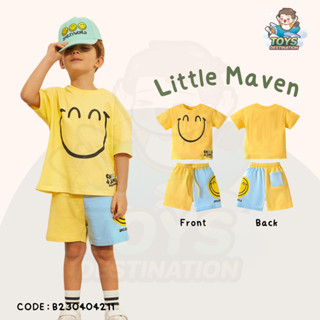 ✅พร้อมส่งในไทย✅ชุดเซท ชุดเซต เสื้อแขนสั้น กางเกงขาสั้น  ลาย Smiley   Little Maven B230404211