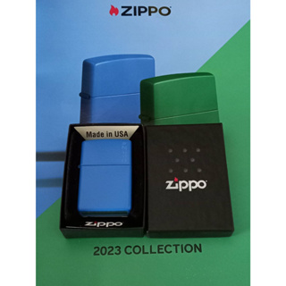 ZIPPO  48628ZL  ZIPPO LOGO SKY BLUE MATTE COLOR IMAGE   สีพิเศษประจำปี2023  ของใหม่ไม่ผ่านการใช้งาน  มาพร้อมกล่องตรงรุ่น