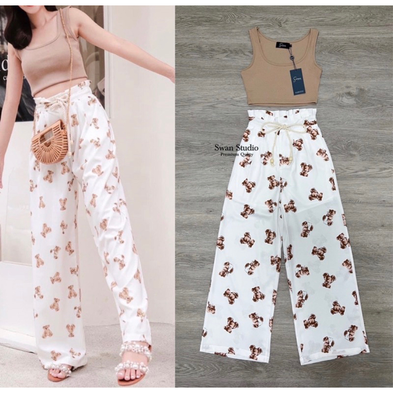 งานป้ายเซ็ทเสื้อกางเกง Swan studio🧸🤍