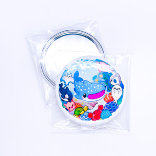 Pocket mirror กระจกพกพาลายฉลามวาฬและออร์ก้า