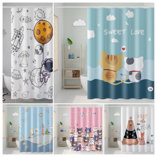 1PC Curtains Shower Curtains Waterproof Curtains Mildew Proof Toilet Bathroom Privacy Protection Draperies Bath Separate