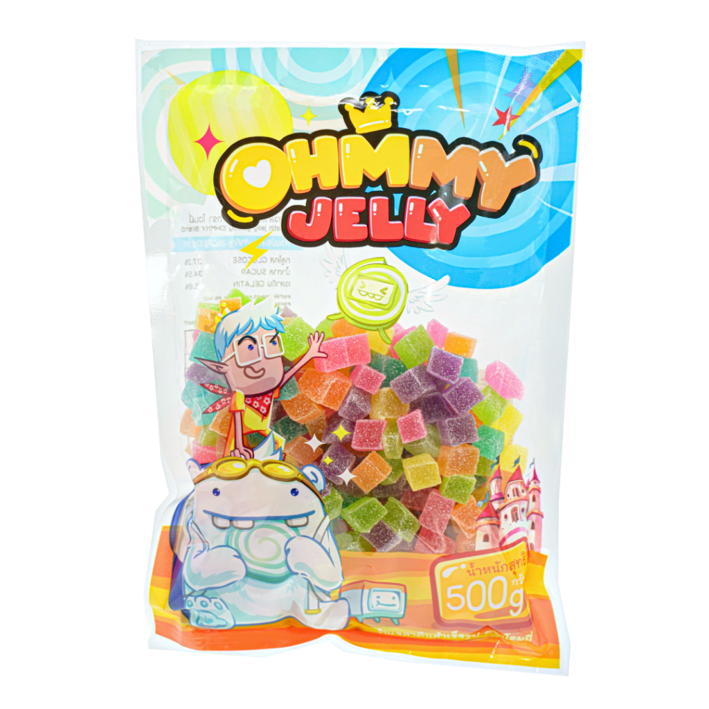 OhmmyJelly 500g l ลูกเต๋าเล็ก โอมมี่เยลลี่ กัมมี่เยลลี่ [คละรสผลไม้] นุ่มอร่อย