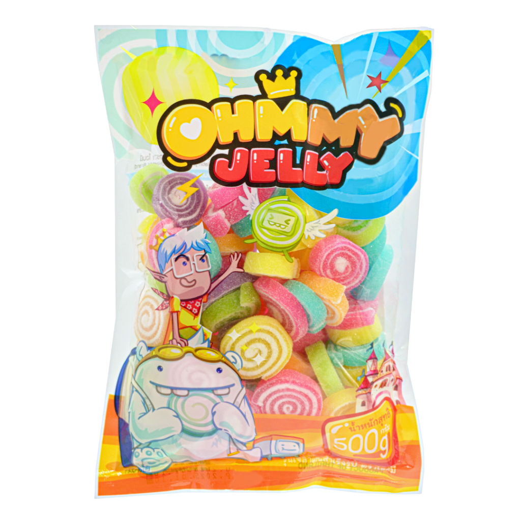 OhmmyJelly 500g l โรล โอมมี่เยลลี่ กัมมี่เยลลี่ [คละรสผลไม้] นุ่มอร่อย