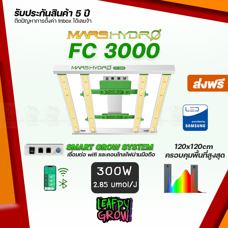 [ส่งฟรี]Mars Hydro FC 3000  4 บาร์  Samsung LM301B + Osram + UV + IR + ดิมเมอร์ สินค้าพร้อมส่ง!!