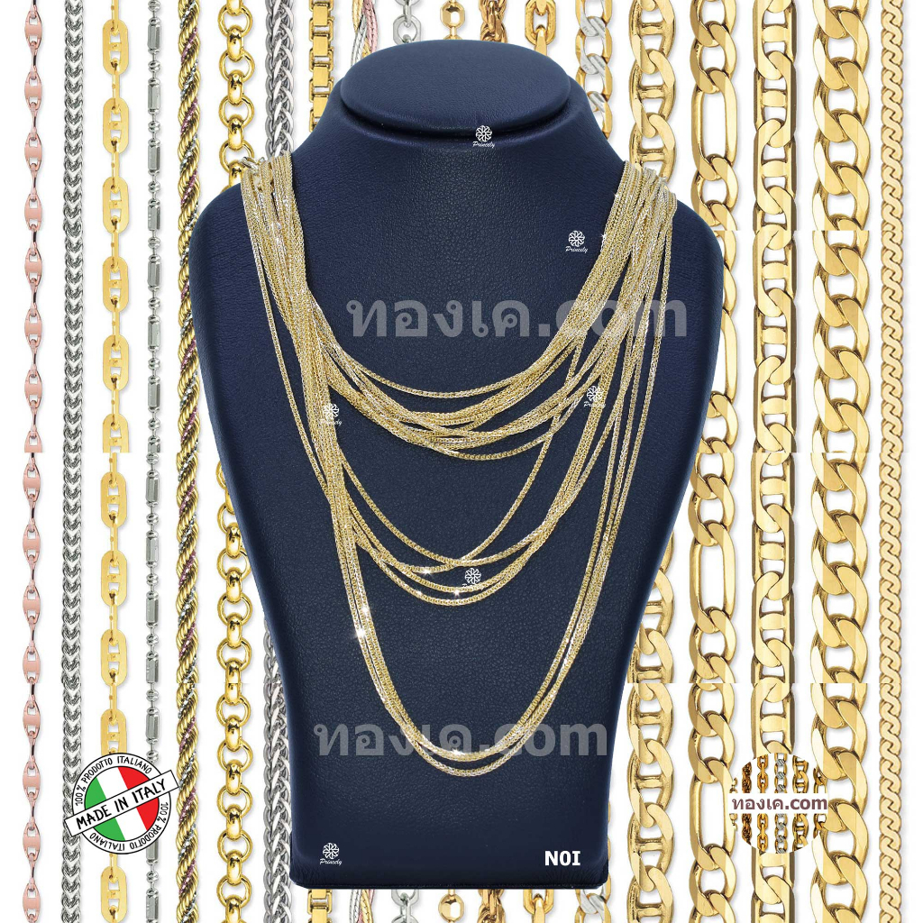 18K-N0I สร้อยคอทองคำแท้ ITALY 750 รุ่น สี่เสา Spiga 3D G110