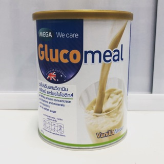 Mega glucomeal เวย์โปรตีนผสมวิตามิน เกลือแร่ และโพรไบโอติกส์ รสวนิลลา บำรุงและฟื้นฟูร่างกาย ขนาด 400 กรัม