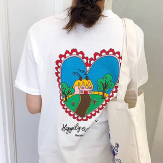 เสื้อยืด สกรีนลายหัวใจ happily ever after